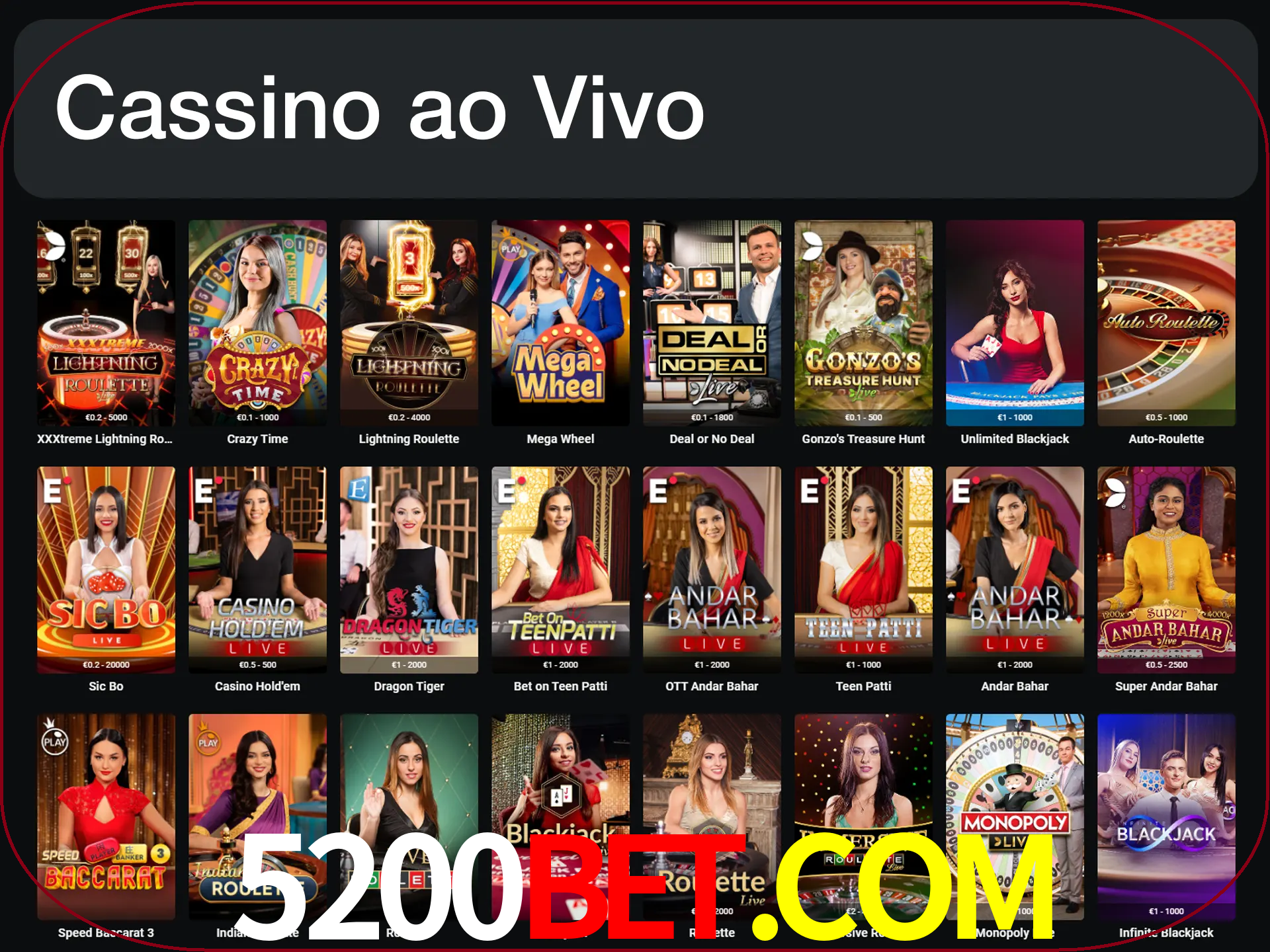Jogue jogos de cassino com um verdadeiro dealer.