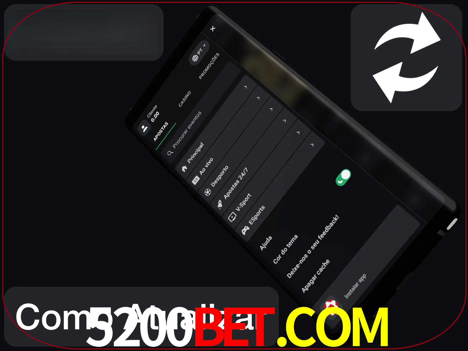 O aplicativo é atualizado automaticamente quando você faz o login.